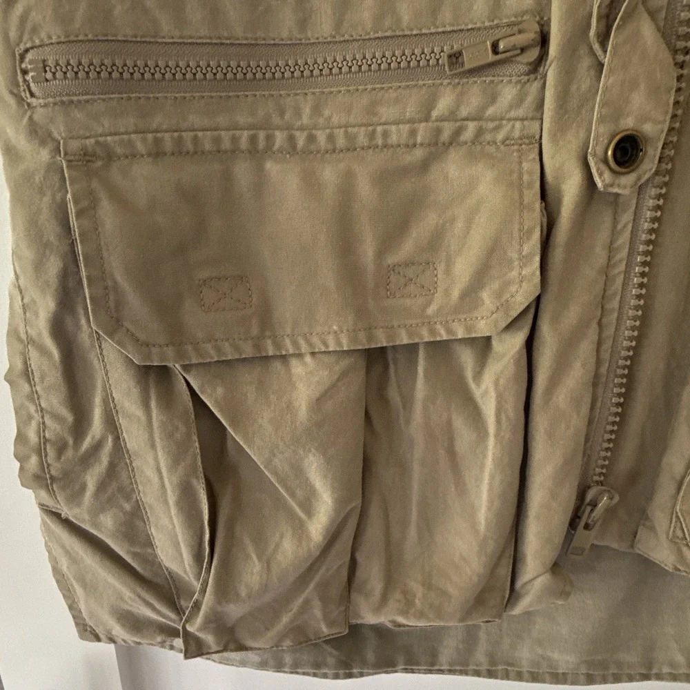 Banana Republic Mens L Beige Cotton Fishing Vest Vintage Utility Multi-Pocket